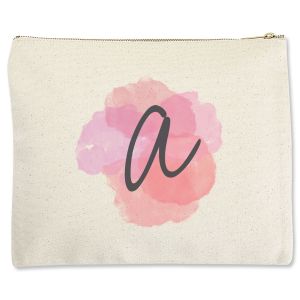 Personalized Watercolor Initial Zippered Pouch - Large