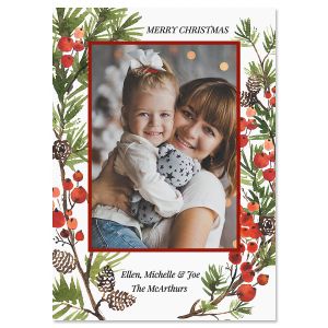 Holiday Berry Personalized Photo Christmas Cards
