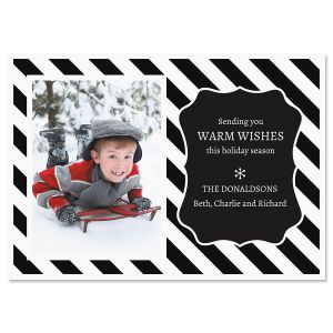 Black and White Stripe Photo Christmas Cards - 40 Count