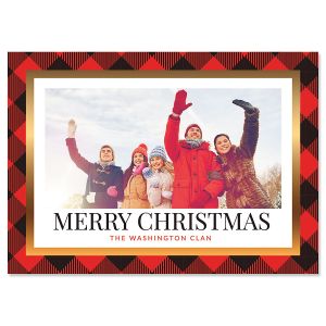 Red Buffalo Check Horizontal Photo Christmas Cards - 20 Count