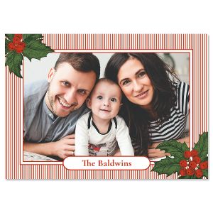 Pinstripe Personalized Photo Christmas Cards