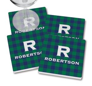 Blue-Green Buffalo Plaid Coasters