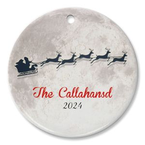 Round Personalized Santa Moon Ceramic Ornament  