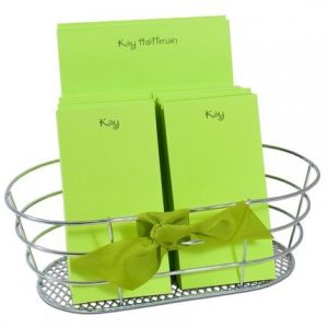 Lime Note Pads & Wire Basket