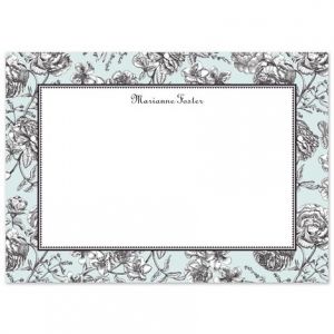 Blue Toile Flat Card