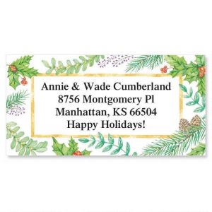 Christmas Greenery Border Address Labels