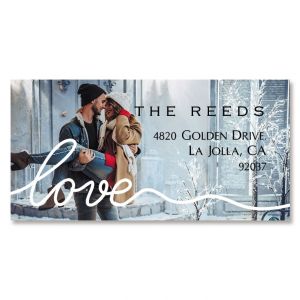 Love White Caption Border Photo Custom Address Labels