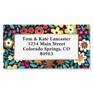 Flower Flare Foil Border Custom Address Labels