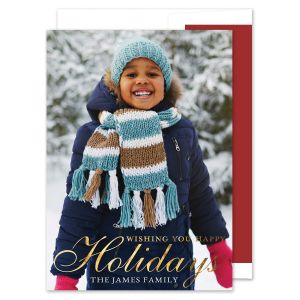 Traditional Holiday Foil Photo Card