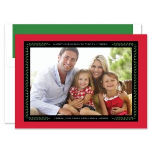 Vine Ribbon Red & Black Photo Card