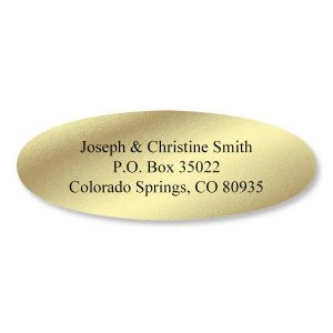 Foil  Oval Address Labels-Gold
