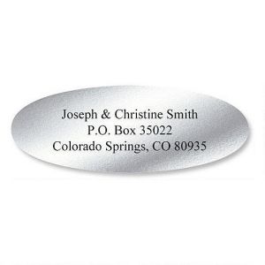 Foil  Oval Address Labels-Silver