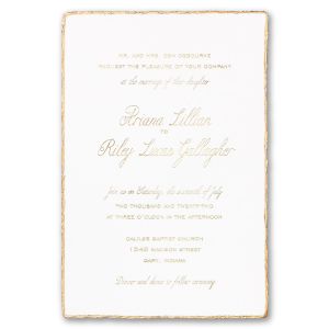 Gold Feather Deckle Invitation