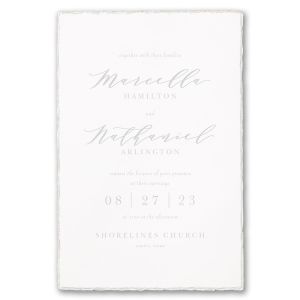 Pearl Feather Deckle Invitation