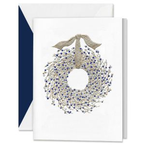 Engraved Juniper Berry Wreath Holiday Greeting Cards Boxed Set