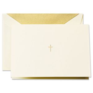Engraved Ecru Gold Cross Note Cards Boxed Set