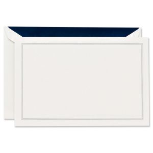 Navy Blue Triple Hairline Frame White Correspondence Cards Boxed Set