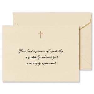 Engraved Gold Cross Sympathy Cards Boxed Set