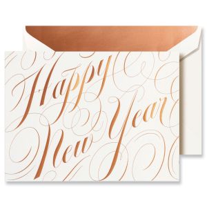 Foil Happy New Year Script Greeting Card