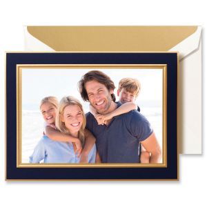 Navy and Gold Border Mounted Photo Card