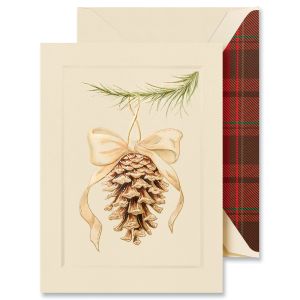 Elegant Pine Cone Ornament Christmas Cards Boxed Set