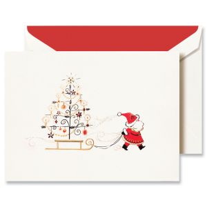 Santa With Sled Greeting Card