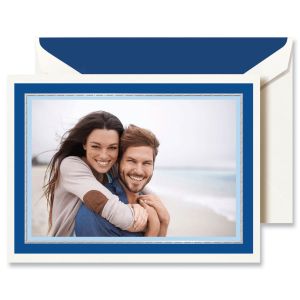 Winter Blue and Silver Mounted Photo Greeting Card