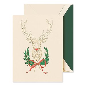 Engraved Decorated Reindeer Greeting Cards Boxed Set