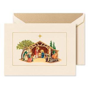 Foil Embossed Away in a Manger Greeting Cards Boxed Set