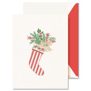 Striped Christmas Stocking Greeting Cards Boxed Set