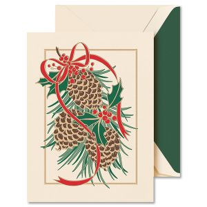 Festive Berry Pinecones Greeting Cards Boxed Set