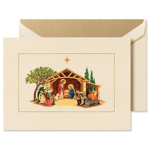 Foil Embossed Away In A Manger Greeting Cards Boxed Set
