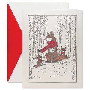 Engraved Woodland Fox Greeting Cards Boxed Set