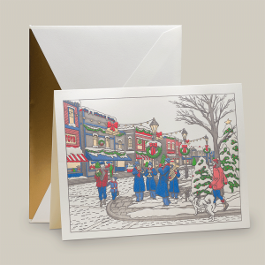 Christmas On Main Street Engraved Holiday Greeting Card