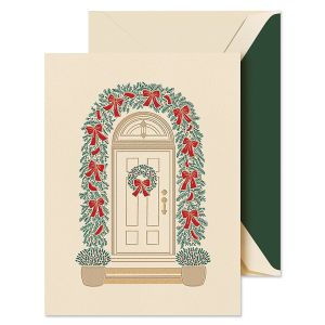 Arched Holiday Entrance Engraved Holiday Greeting Card