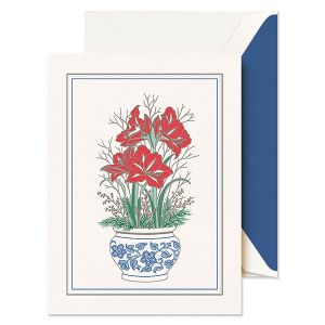 Festive Floral Engraved Holiday Greeting Card