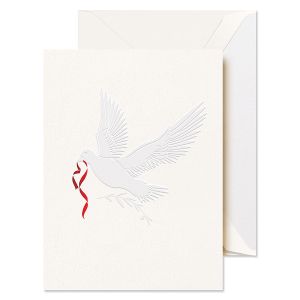Peace On Earth Dove Blind Embossed Holiday Greeting Card