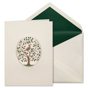 Partridge in Pear Tree Christmas Engraved Holiday Greeting Cards Boxed Set
