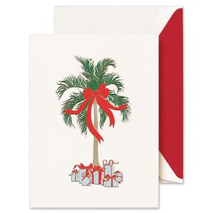 Christmas Palm Tree Engraved Holiday Greeting Cards Boxed Set