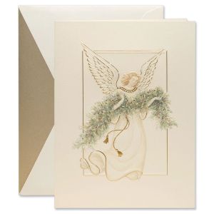 Foil Fair Angel Engraved Holiday Greeting Card