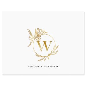 Wreath with Initial Personalized Note Cards by FineStationery