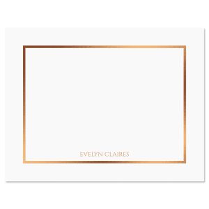 Simple Foil Border Personalized Note Cards with Rose Gold Ink