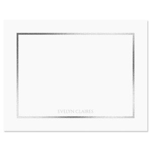 Simple Foil Border Personalized Note Cards with Silver Ink