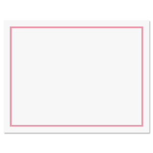 Modern Monogram with Border Correspondence Cards with Blush Pink Ink