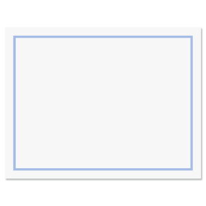 Modern Monogram with Border Correspondence Cards with Periwinkle Ink