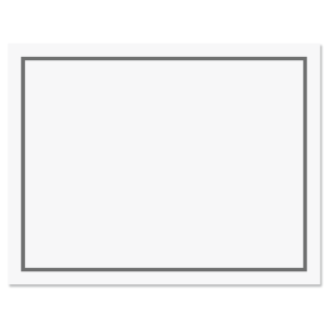 Modern Monogram with Border Correspondence Cards with Grey Ink