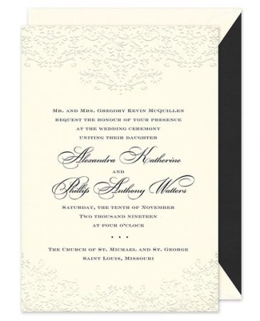 floral scroll invitation fine stationery