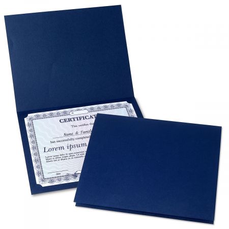 10 Count 9 Inches x 12 Inches Folded Above and Beyond Certificate Jackets Blue with Gold Foil 