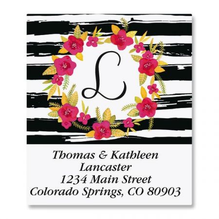 Vivid Wreath Initial Select Custom Address Labels