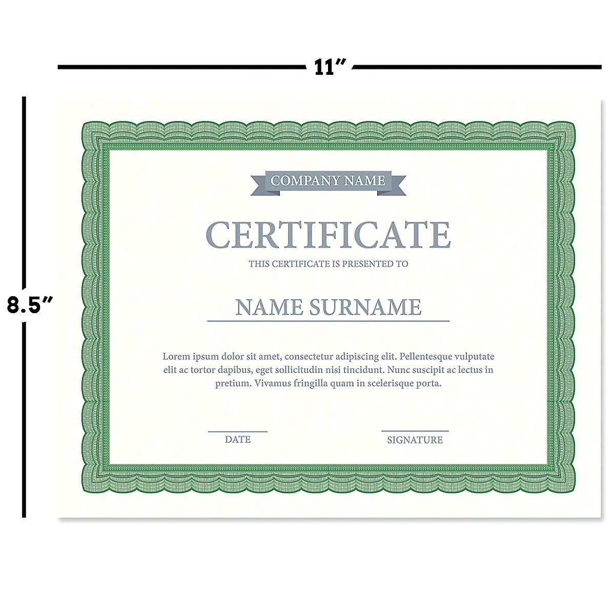 Executive Green Certificate Paper on White Parchment Fine Stationery